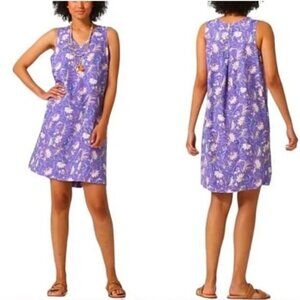 J Jill Love Linen Purple Floral Sleeveless Dress with Pockets Size XL Petite